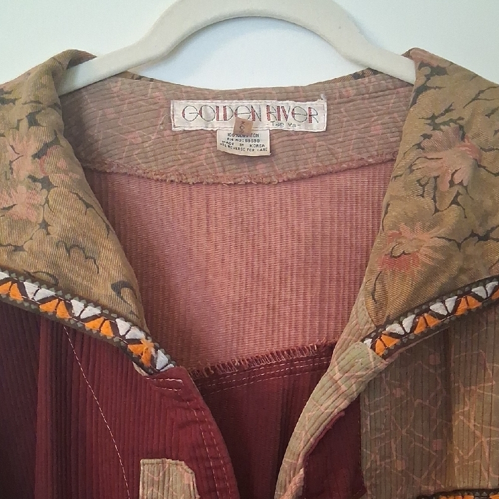 Boho Patchwork Hooded 1970s 80s Jacket in Earth Tones - Picture 3 of 16